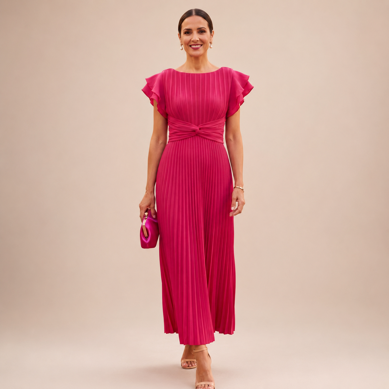 SERAPHINA | Elegant Pleated Maxi Dress with Twist Waist