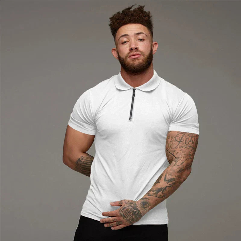 Athletic Fit Polo Shirt | Zip Collar | Stretch Performance Knit