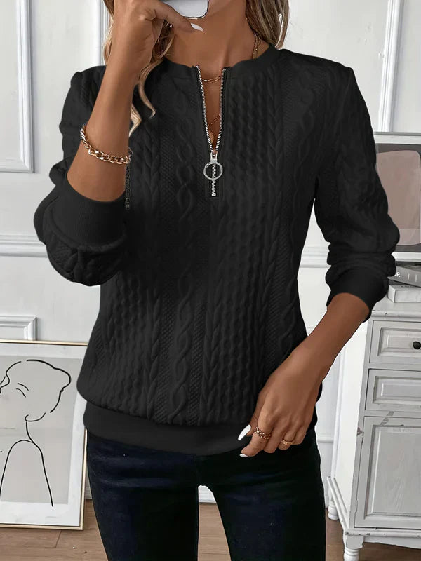 Lynne | Cable-Knit Zip Sweatshirt