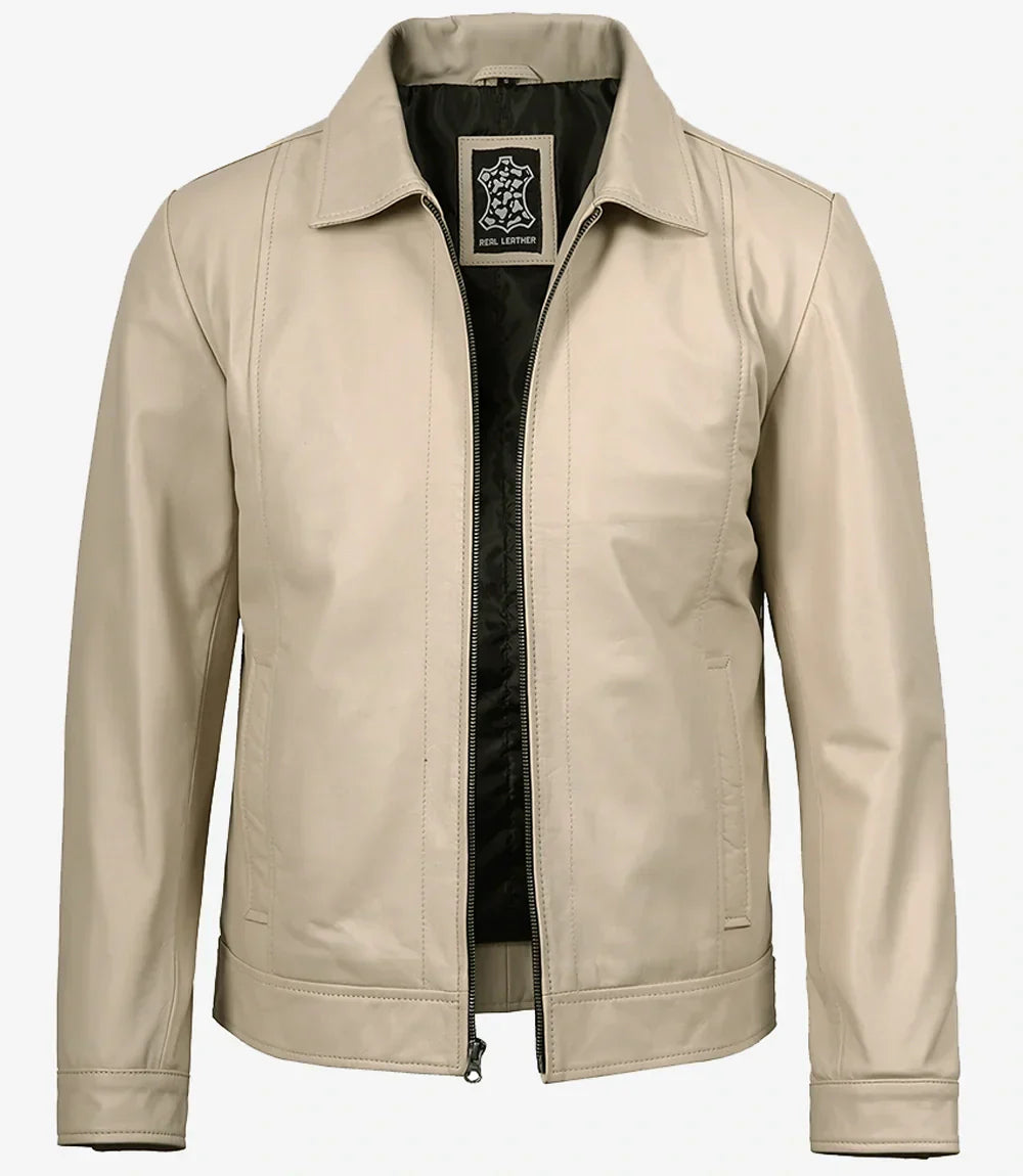 Gerald | Classic Leather Harrington Jacket
