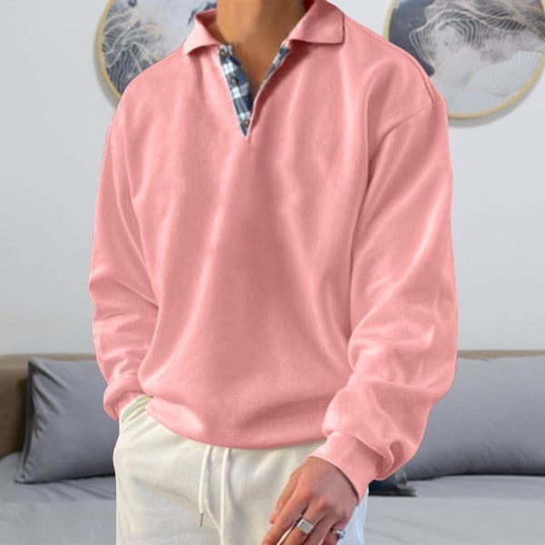 Men’s Long-Sleeve Polo Shirt | Lightweight Cotton Blend | Casual Everyday Fit