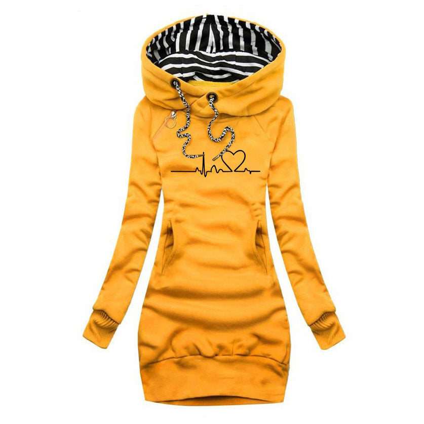 Adele | Sweater Dress with Heartbeat Print