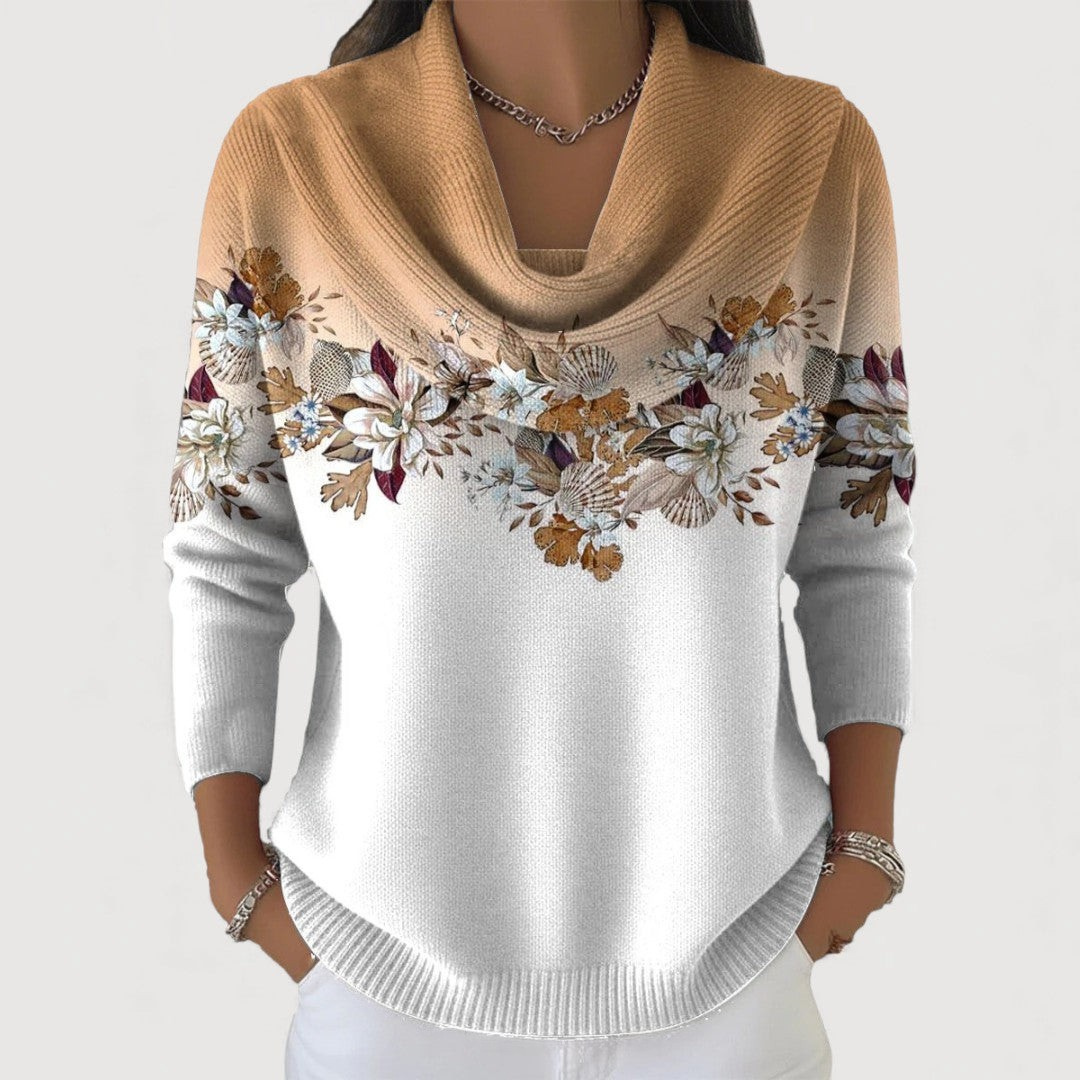 Elowen | Floral sweater with a soft neckline
