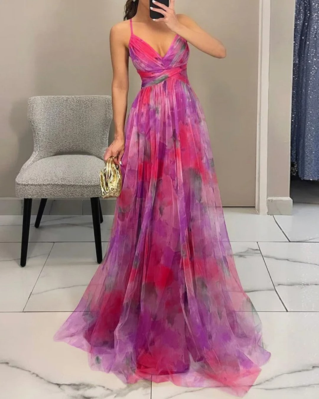 Coralie – Enchanting Floral Print Maxi Dress 🌸