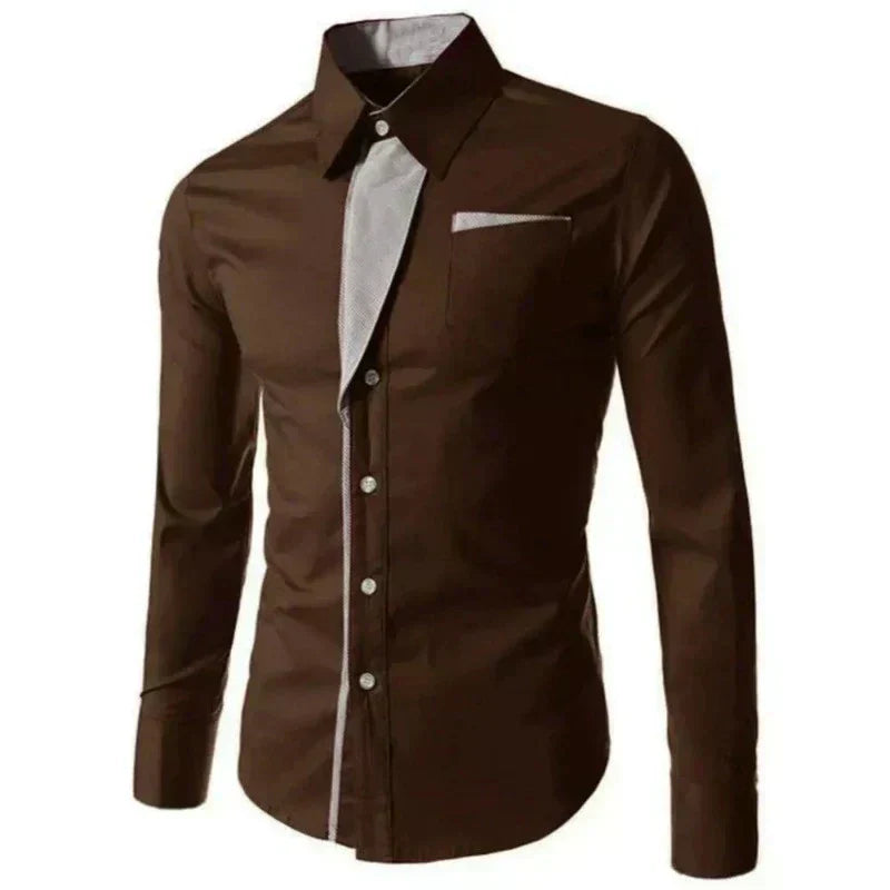 Men’s Contrast Dress Shirt | Slim Fit Button-Up | Two-Tone Business Casual Shirt