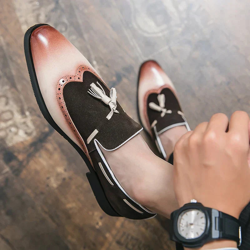 Men’s Tassel Loafers | Two-Tone Wingtip | Classic Leather Slip-Ons