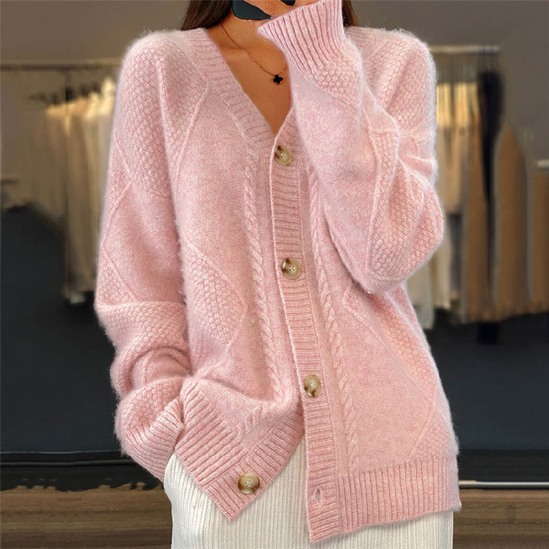 Rose | Cable Knit Button Cardigan