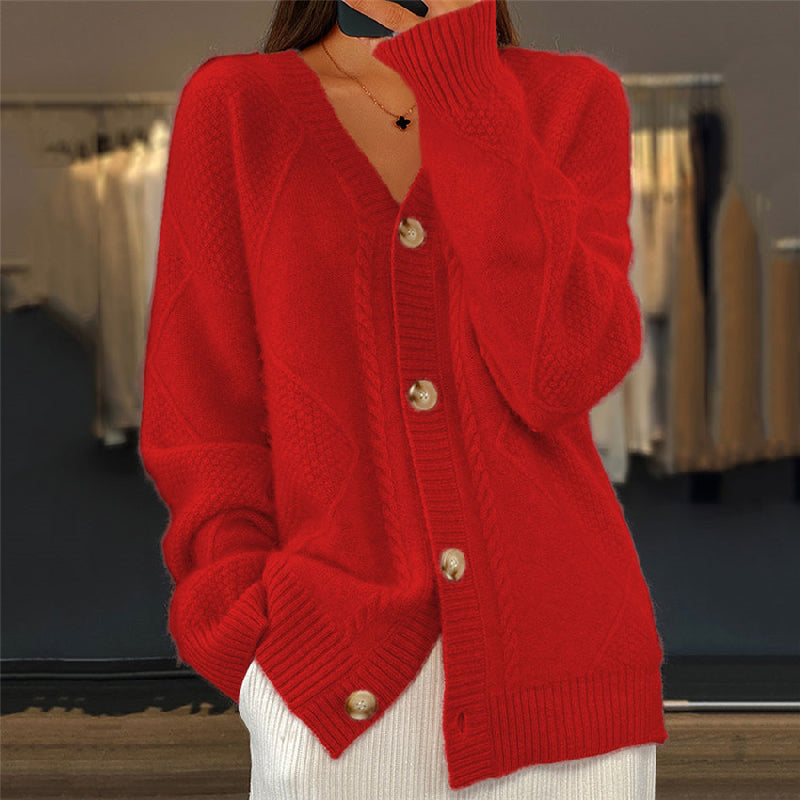 Rose | Cable Knit Button Cardigan