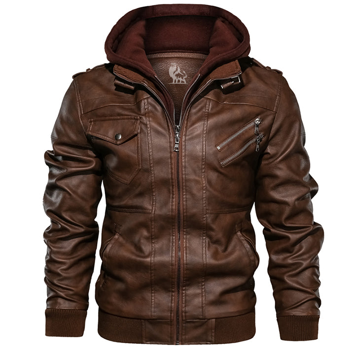 Victor | Hooded Leather Bomber Jacket