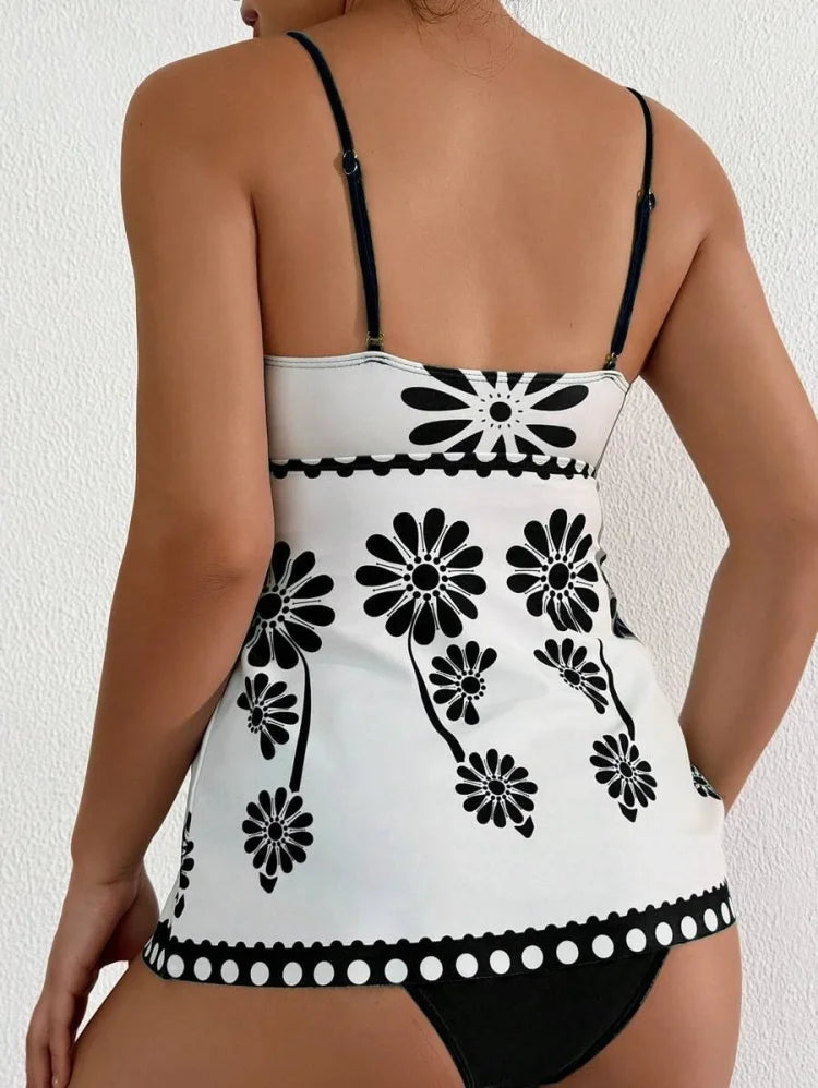 Daisy | Belly-Covering Daisy Print Tankini Set