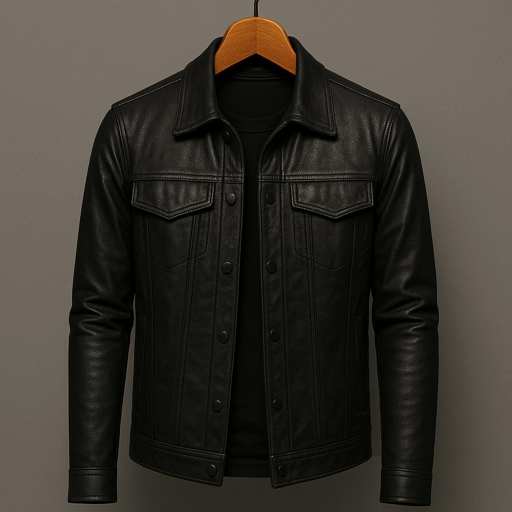 Blake | Classic Leather Trucker Jacket