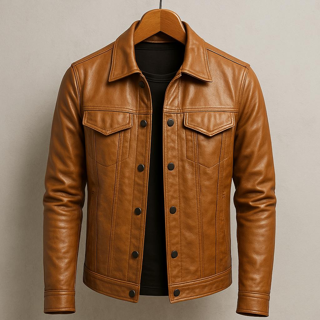 Blake | Classic Leather Trucker Jacket