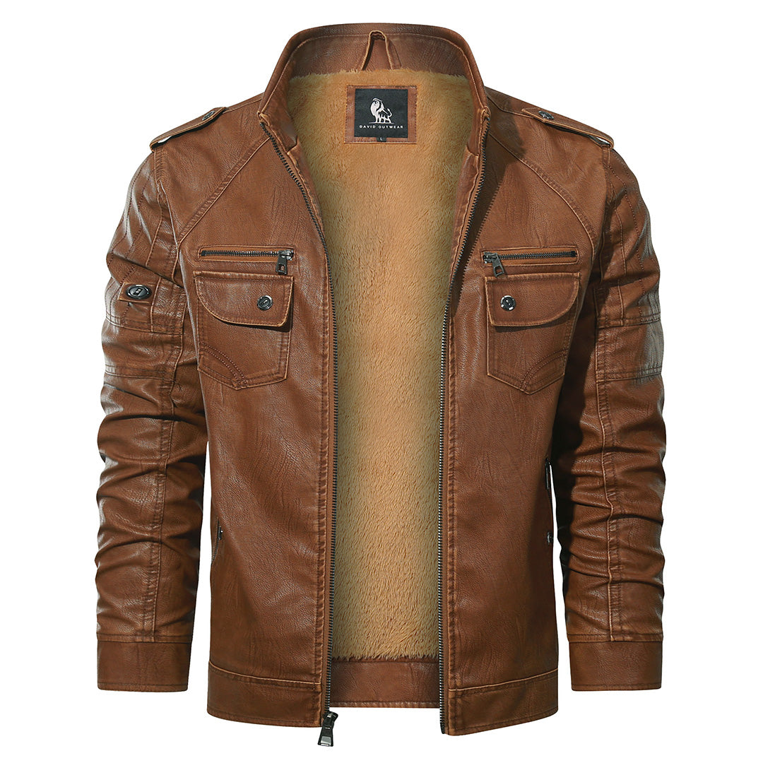 Bernard | Fleece-Lined Leather Biker Jacket