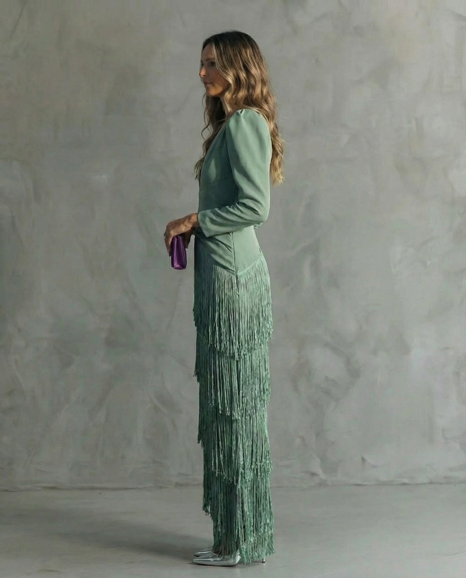 Lana™ | Elegant midi dress with fringe sleeves