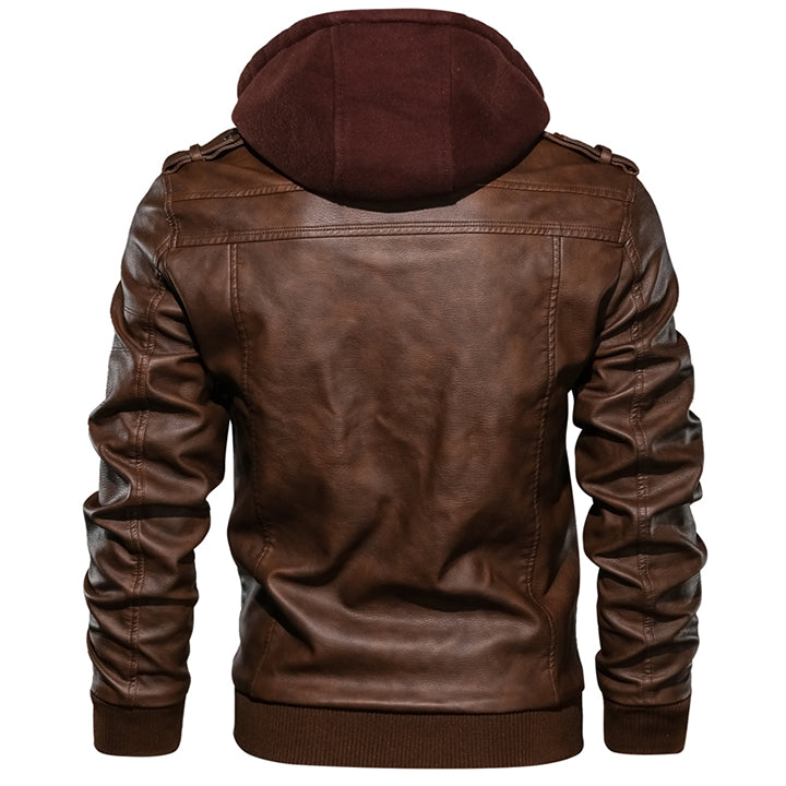Victor | Hooded Leather Bomber Jacket