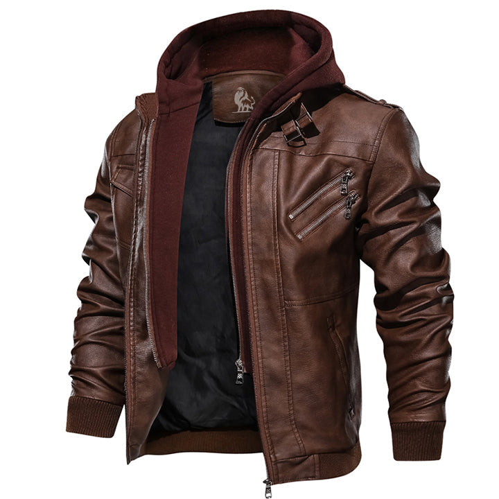 Victor | Hooded Leather Bomber Jacket