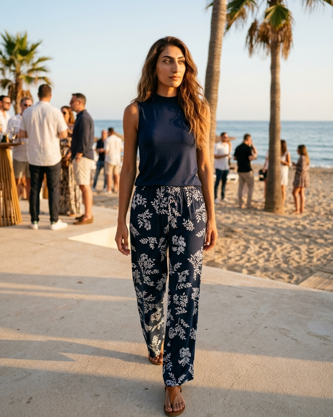 Women’s 2-Piece Set with Mock Neck Tank Top and Wide Leg Pants